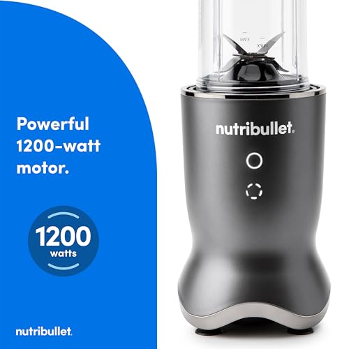 nutribullet® Ultra Personal Blender, 1200W, for Smoothies Shakes & Protein - Quietest Single-Serve Blender with Titanium Coated Blades, 3 BPA-Free Cups (32oz + 24oz), To-Go Lids, Dishwasher Safe, Gray