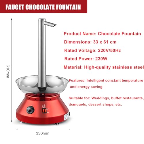 Electric Home Chocolate Fountain Machine with Detachable Parts, Stainless Steel Faucet Model Chocolate Waterfall Machine for Parties - Melts Cheese, Queso, Candy(Black)