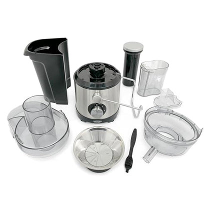Omega Centrifugal Juicer with 3-Inch Wide Chute High Speed Extractor For Fruits and Vegetables, Features 2 Speeds Stainless Steel Filter and Large Pulp Container, 1000-Watts, Black