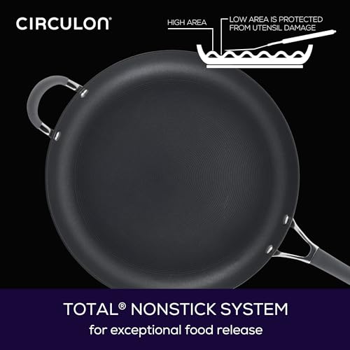 Circulon - 83906 Circulon Radiance Hard Anodized Nonstick Frying Pan / Fry Pan / Hard Anodized Skillet with Helper Handle - 14 Inch Large Skillet, Gray