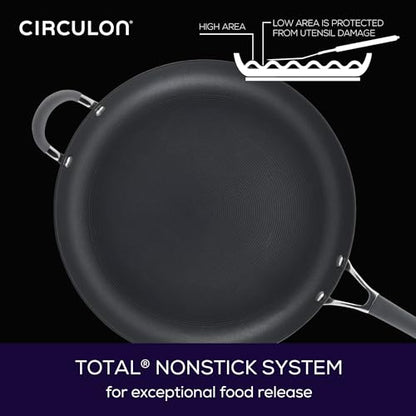 Circulon - 83906 Circulon Radiance Hard Anodized Nonstick Frying Pan / Fry Pan / Hard Anodized Skillet with Helper Handle - 14 Inch Large Skillet, Gray