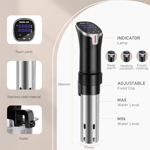Sous Vide Cooker with APP Control,1100W Precision Sous Vide Machine with Digital Touch Screen,Ultra-quiet Immersion Circulator with Recipe and Timer for Beginners Home Chefs