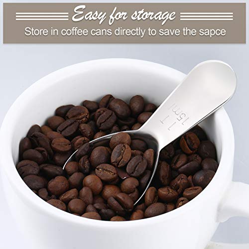 Patelai 3 Pieces Coffee Scoop Tablespoon Measuring Spoons Stainless Steel Coffee Scoops Short Handle Tablespoon for Tea Sugar Kitchen Gifts(15 ml,Silver)