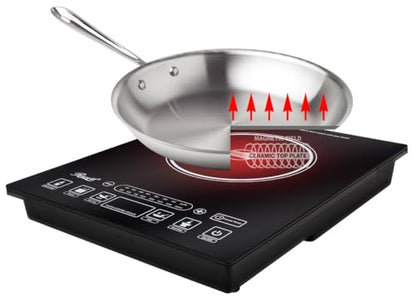 Rosewill Induction Cooker 1800 Watt, 5 Pre-Programmed Induction Cooktop, Electric Burner with Stainless Steel Pot 10" 3.5 QT 18-8, RHAI-15001