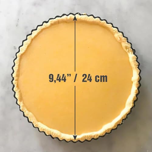 Space Home - Quiche Lorraine Deep Dish Pie Pan - 9.44 inch Tart Pans with Removable Bottoms - Apple Pie Pan - 9.44 inch Tarte Tatin Pan - Deep Dish Pie Crust - Quiche Baking Dish