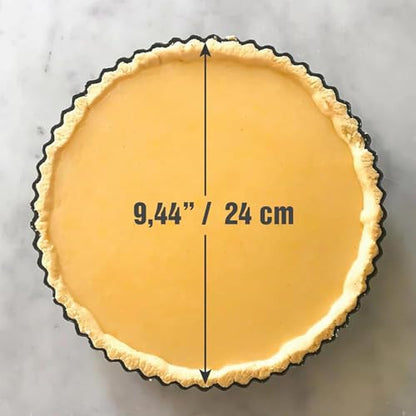 Space Home - Quiche Lorraine Deep Dish Pie Pan - 9.44 inch Tart Pans with Removable Bottoms - Apple Pie Pan - 9.44 inch Tarte Tatin Pan - Deep Dish Pie Crust - Quiche Baking Dish