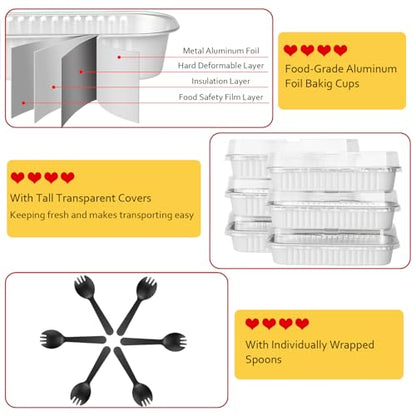 LNYZQUS Mini Cake Pans with Lids 100 Pack,Individual Foil Baking Tins,Disposable Mini Loaf Pans Small Cakes Tin Cupcake Containers for Bake Sale Wedding-White,6.8oz