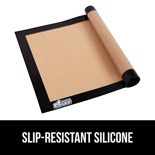 GORILLA GRIP Food Grade Reusable Nonstick Silicone Baking Mat 2PK, Oven Safe Cookie Sheet Liners, Up to 500 Degrees, No Mess Easy Clean Pastry Mats, Kitchen Essentials, 11.75x8.25 Quarter Sheet, Black