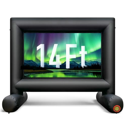 Sewinfla 14Ft Outdoor Inflatable Movie Projector Screen with Built-in Fan Supports Front and Rear Projection, Blow Up Movie Screen for Party, Easy to Set Up