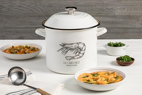 Le Creuset Enamel On Steel Traditional Shrimp Stockpot, 10 qt., White