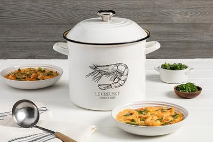 Le Creuset Enamel On Steel Traditional Shrimp Stockpot, 10 qt., White