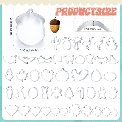 Maxdot Set of 44 Seasonal Cookie Cutters, Valentines Day Stainless Steel Molds Cookie Cutters for Valentines, Galentines, Easter, Summer, Halloween, Christmas, 4th of July, Holiday, All Seasons
