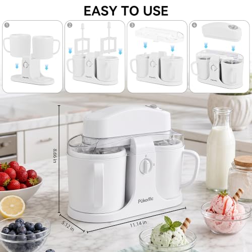 Pukomc Home Swirl Ice Cream Maker Machine with 2 Ice Cream Cup,0.9 quarts