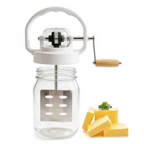 Hand Butter Churn , 50oz Classic Hand Crank Butter Maker One-Piece Cast Anti-Scratch Design, Make Full Batch of Butter at Once, Safer & More Durable.