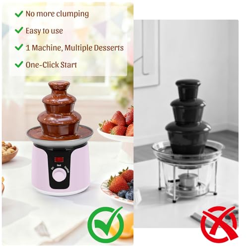 Chocolate Fountain Machine, 3-Tier Chocolate Fountain with 6 Forks, Portable Metal Chocolate Melt Machine for Party, Camping, Dessert Table, Birthday, Wedding