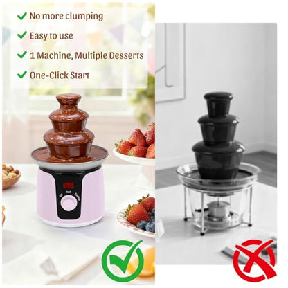 Chocolate Fountain Machine, 3-Tier Chocolate Fountain with 6 Forks, Portable Metal Chocolate Melt Machine for Party, Camping, Dessert Table, Birthday, Wedding