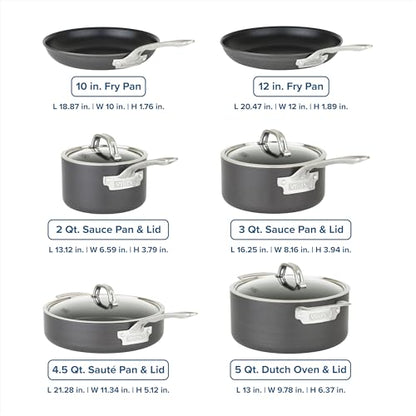 Viking Pots and Pans Set Non Stick, 10 Piece Hard Anodized Kitchen Cookware with Glass Lids, Black