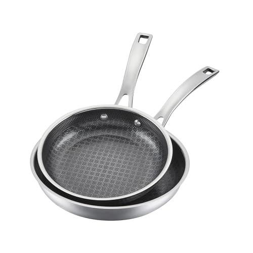 Cuisinart FusionPlus Hybrid Stainless Steel Cookware Set, 2-Piece Skillet Cooking Set with PFAS-Free PURELYSEAR Ceramic Technology, Scratch Proof, Cool Grip Handles, Dishwasher Safe