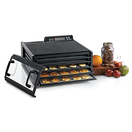 Excalibur 3548CDB Electric Food Dehydrator Features Adjustable Thermostat and Digital 48-Hour Timer Faster and Efficient Drying, 5-Tray, Black