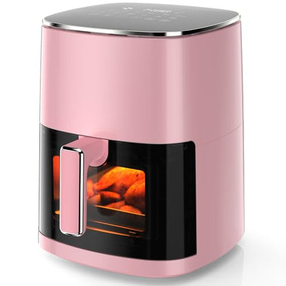 Sweetcrispy Air Fryer 6 Quarts with Window, 12-in-1 Square Airfryer Oven for Family, 400°F Rapid Air Crispy Technology, Roast Bake Dehydrate, Nonstick & Easy-Clean Basket