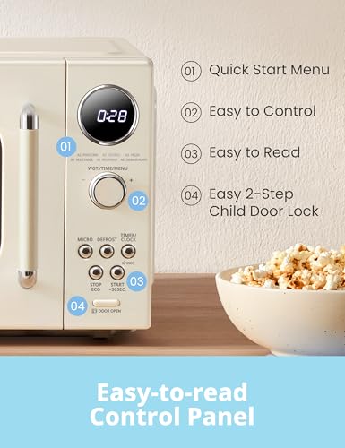 COMFEE' Retro Microwave Oven, 0.9 Cu.Ft 900W Countertop, Apricot