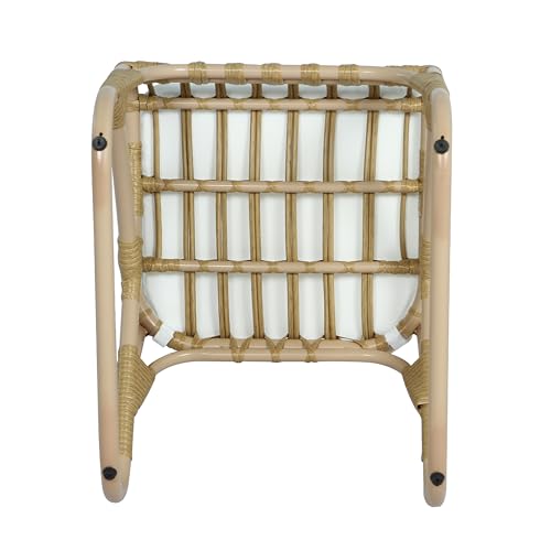 Christopher Knight Home Busby Acacia Wood Patio Dining Set for 4, Square Patio Dining Table and PE Wicker Chairs Set of 4, 5 Piece Outdoor Dining Set with Cushion, Teak+Light Beige
