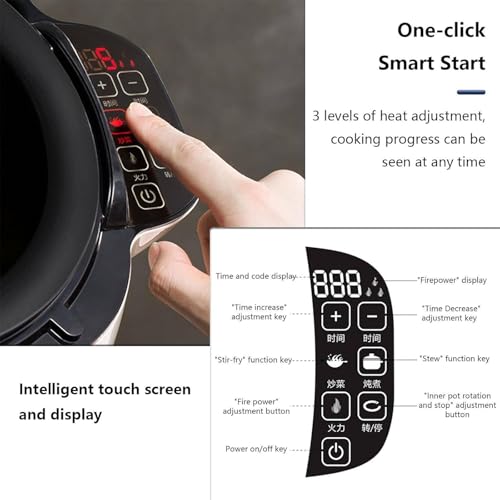 Multi Function Stir Fry Machine Cooker, Auto Cooking Wok Fried Rice Machine 360° Automatic Rotation, Drum Type Stir Frying Machine with Smart Touch for Stir Frying,Stewing,Cooking,110V