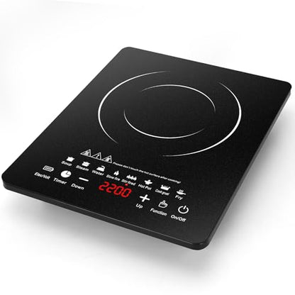 EABOSON Portable Induction Cooktop 8 Cooking Modes, 2200W Electric Countertop Touch Panel with Timer, 8 Temp Levels, Low Noise Hot Plate Countertop Burner Stove