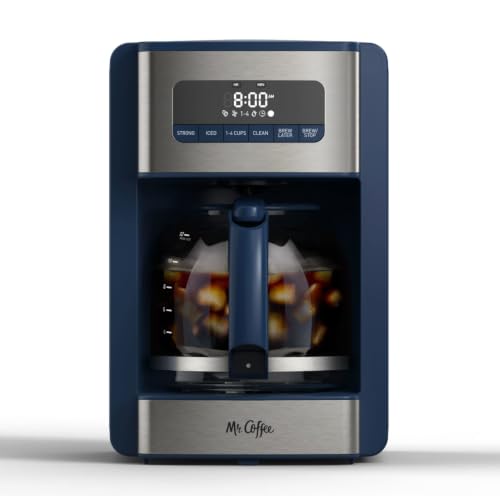Mr. Coffee® 12 Cup Coffee Maker, Programmable Coffee Maker with Strong Brew and Iced Coffee Brew Settings, Small Batch Setting for 1 to 4 Cups, Abyss Blue