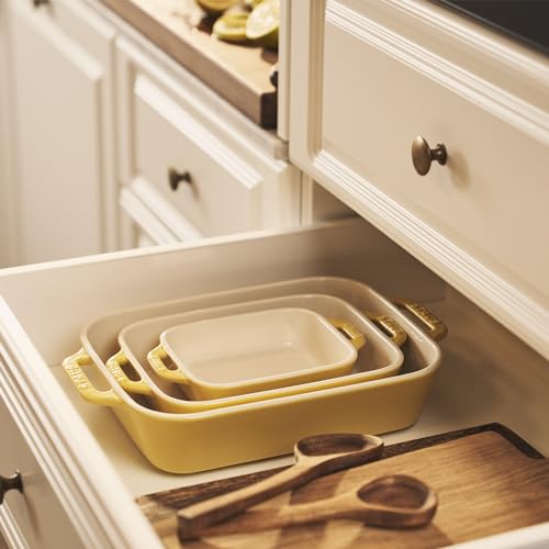 Staub Ceramic 3-pc Rectangular Baking Dish Set - Citron