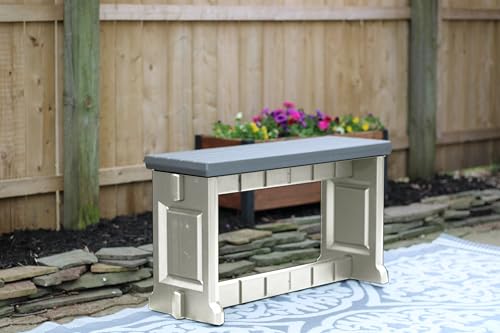 Leisure Accents Bench, Deep Grey Top with Warm Grey Sides, 1 Pack - Proudly Made in The USA, Click and Lock Hardware-Free Assembly, Durable and Stylish Outdoor Seating
