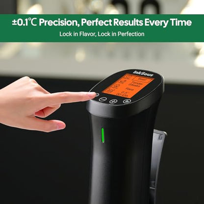 InkSous WIFI 2.4G Sous Vide Cooker 1000W Immersion Circulator with APP 18 Recipes,Alarm,Calibration & Timer, 3D Water Fast Heating Ultra-Quiet Sous Vide Machine ISSV-200-W