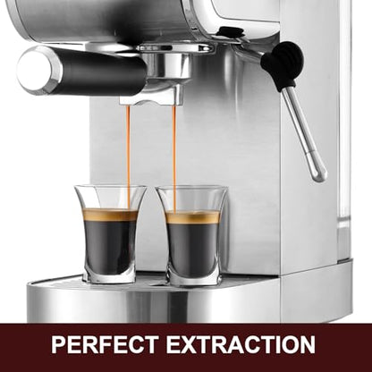 Milaroma Espresso machine 20 Bar, Espresso Maker with Powerful Steam Milk Frother, Stainless Steel Coffee Machine with Fast Heating System for Latte, Cappuccino