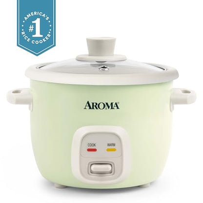 AROMA® Mini Rice Cooker, 2-Cup (Uncooked) / 4-Cup (Cooked), Grain Cooker, Soup Maker, Oatmeal Cooker, Auto Keep Warm, 1 Qt, Light Green