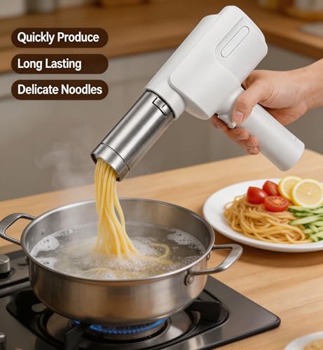 5-in-1 Cordless Electric Noodle Maker, Rechargeable Potato Ricer & Sausage Stuffer, 304 Stainless Steel Handheld Multifunctional Kitchen Tool Easy Clean for Homemade Pasta Baby Food