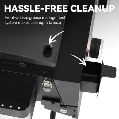 Royal Gourmet PD3001 3-Burner Propane Gas Griddle with Collapsible Stand, 23-Inch Portable Griddle with Side Table & 314 Sq. In. Cooking Area for Camping, Tailgating, Backyard & Patio, Black