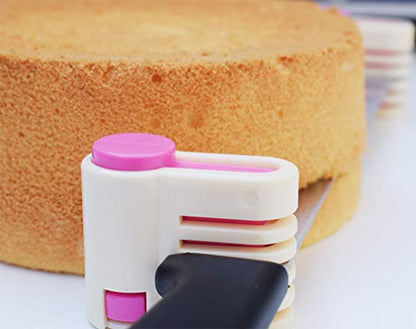 Yorwe 2PCS DIY Cake Slicer, Stratification Auxiliary, Bread Slice, Toast Cut, 5 Layers Leveler Slicer, Kitchen Fixator Tool (2, Rose Red)