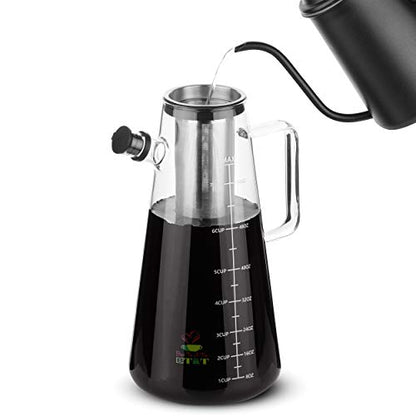 BTaT- Airtight Cold Brew Coffee Maker Pitcher, 2 Liter / 64 oz