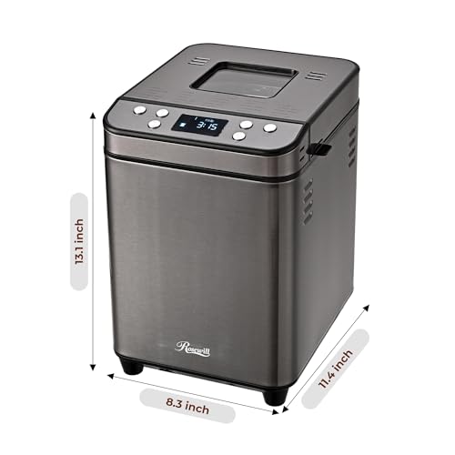 Rosewill 25-in-1 Automatic Bread Maker Machine with 3 Loaf Size up to 2 Lb, 700W High Power Dual Heater with BPA-free Nonstick Coating Pan, Max 15 Hours Delay Timer, Low Noise - Gray