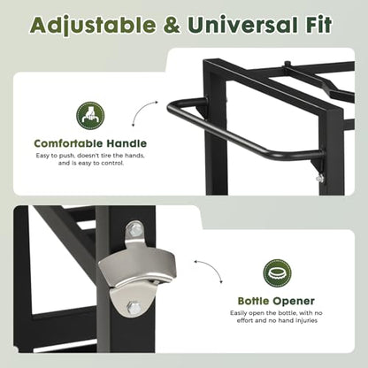 GVGBUK Outdoor Grill Table for Big Green Egg, Suitable for Various Sizes of Green Egg Nest Grill Racks,BBQ Cart with Lockable Wheels, Storage Rack Bottle Opener-Prep Cooking Station for Party, Black.