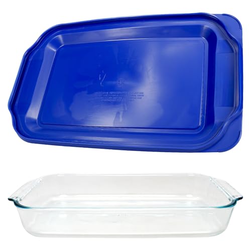 Pyrex 233 3qt Glass Baking Dish & 233-PC Blue Lagoon Lid - Made in USA