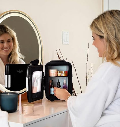 Cooluli Mini Fridge for Bedroom - Car, Office Desk & Dorm Room - Portable 4L/6 Can Electric Plug In Cooler & Warmer for Food, Drinks, Skincare Beauty & Makeup - 12v AC/DC & Exclusive USB Option, Black