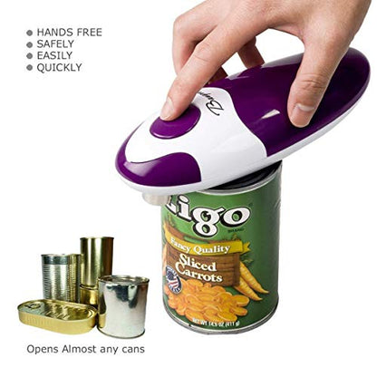 Kitchen Automatic Safety Cordless One Tin Opener&Bangrui Professional Electric Opener.One-touch switch .Smooth can edge.Being friendly to left-hander and arthritics!(Purple)
