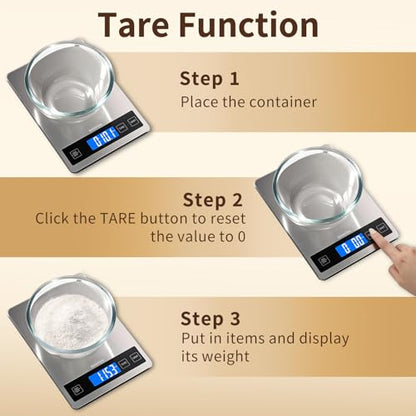 BakFee Food Scale, 33lb Digital Kitchen Scale with Stainless Steel & Tempered Glass, USB Rechargeable, 1g/0.05oz Precise Weighing, Splash-Resistant and Sturdy Surface, for Cooking, Baking, Weight Loss