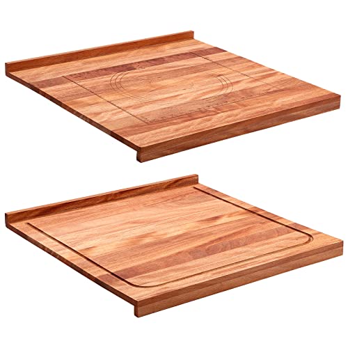 Vesici Reversible Pastry Board with Lip for Rolling Dough Large Wooden Cutting Chopping Kneading Board with Engraved Measurements for Counter Table Top Kitchen(Walnut,24 x 22.8 x 1.5 Inch)