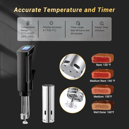 INKBIRD WIFI Sous Vide Cooker ISV-100W, 1000 Watts Sous Vide Machine Immersion Circulator with 14 Free Preset Recipes on APP & Calibration Function, Thermal Immersion, Fast-Heating with Timer