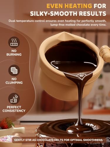LUSHYUM Electric Chocolate Melting Pot, 4-Cup Chocolate, 2 Insert Pots
