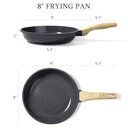 GiPP Non Stick Frying Pan - 8" Nonstick Pan Skillet with Ceramic Coating,Non Toxic Fry Pans for Cooking, Omelette Pan with Stay Cool Handle, Induction Compatible, PFAS/PTFE/PFOA Free (Gray)