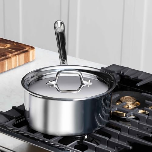 All-Clad D3® Stainless Steel 1 Quart Sauce Pan Covered- Made in the USA- The Original Bonded Professional Cookware- Oven Safe & Induction Compatible