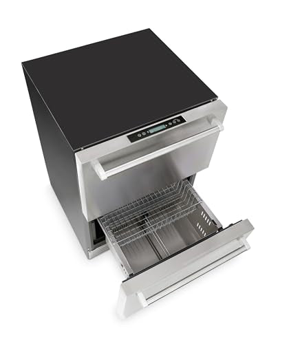 NewAir 24” Dual Zone Outdoor Beverage Fridge and Freezer | Freestanding or Built-In Under counter Refrigerator for Outside Patio | Dual Drawers that Refrigerate and Freeze | Stainless Steel
